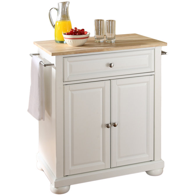 Three Posts™ Hedon 31'' Wide Rolling Kitchen Cart with Solid Wood Top